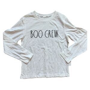 NWT Youth Unisex Rae Dunn Boo Crew Long Sleeve Graphic Tee Shirt - Sz 7